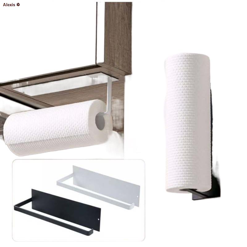 จัดส่งทันที☼(คาร์บอนเหล็ก)ทีแขวนกระดาษทิชชูผ้าขนหนู ทีแขวนฟิล์มยืดหุ้มห่อ สำหรับห้องครัว&amp;ห้องน้ำ ชั้นเก็บของ