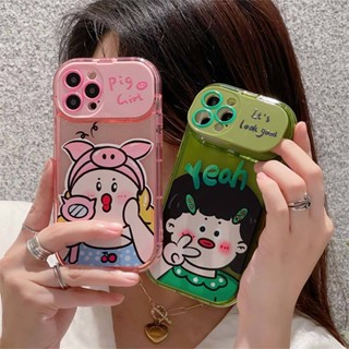 เคสป้องกันโทรศัพท์มือถือกระจก แบบนิ่ม ลายผู้หญิง สําหรับ Apple Iphone 13 11 12pro 14 xr xsmax 8plus 7plus 14promax 11promax