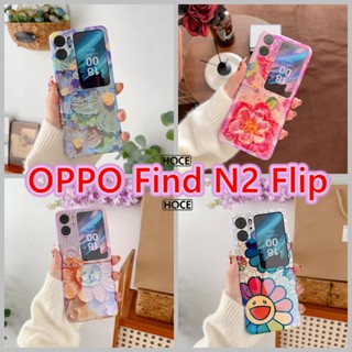 Hoce INS เคสโทรศัพท์มือถือแบบแข็ง ฝาพับ กันกระแทก ลายดอกไม้ สีฟ้า สําหรับ OPPO Find N2 Flip FindN2Flip