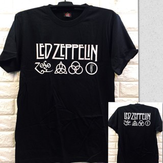 เสื้อยืดแขนสั้น พิมพ์ลาย Rock Band Led Zeppelin สีดํา