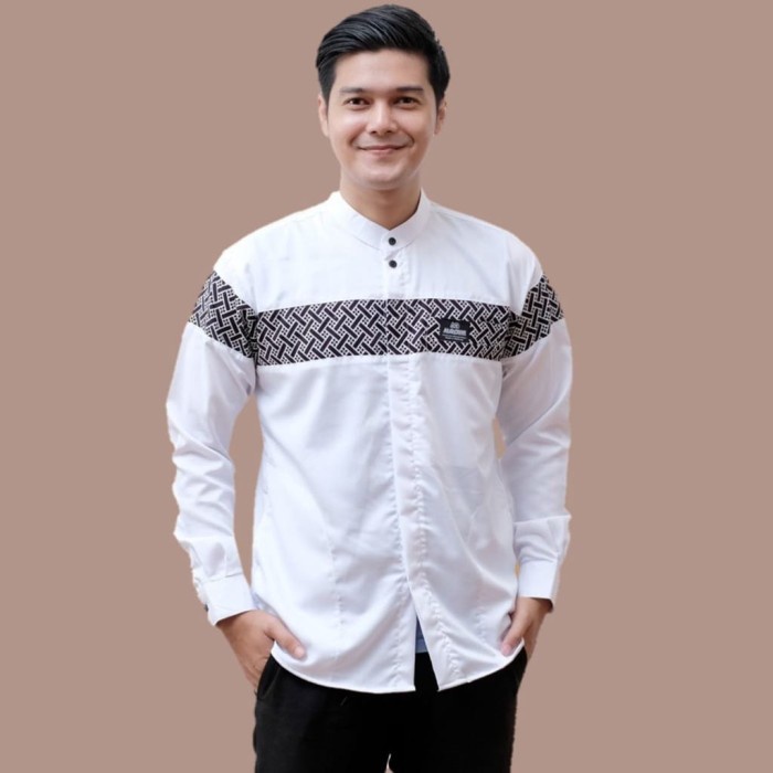 LONG-SLEEVED เสื้อเชิ้ตผู้ชาย KOKO ADULT KURTA, เสื้อผ้าผู้ชายมุสลิม - สีขาว, M, LATEST TRENDY QUALI
