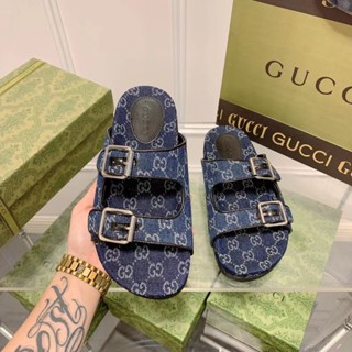 Gucci รองเท้าแตะมัฟฟิน พื้นหนา ปักลาย คุณภาพสูง สําหรับผู้ชาย และผู้หญิง 2022