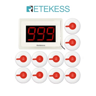 Retekess T114 ระบบโทรแบบไร้สาย สําหรับระบบหน้าผู้ป่วยลูกค้า พร้อมตัวรับสัญญาณ 1 ชิ้น และปุ่มคุยกันน้ํา 10 ปุ่ม