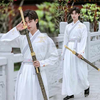 Hanfu สไตล์ศิลปะการต่อสู้ของผู้ชายชายและหญิงชุดเต็มคู่สไตล์โบราณนักดาบนักเรียนชุดโบราณเสื้อผ้าระดับการศึกษาที่สำเร็จการศ