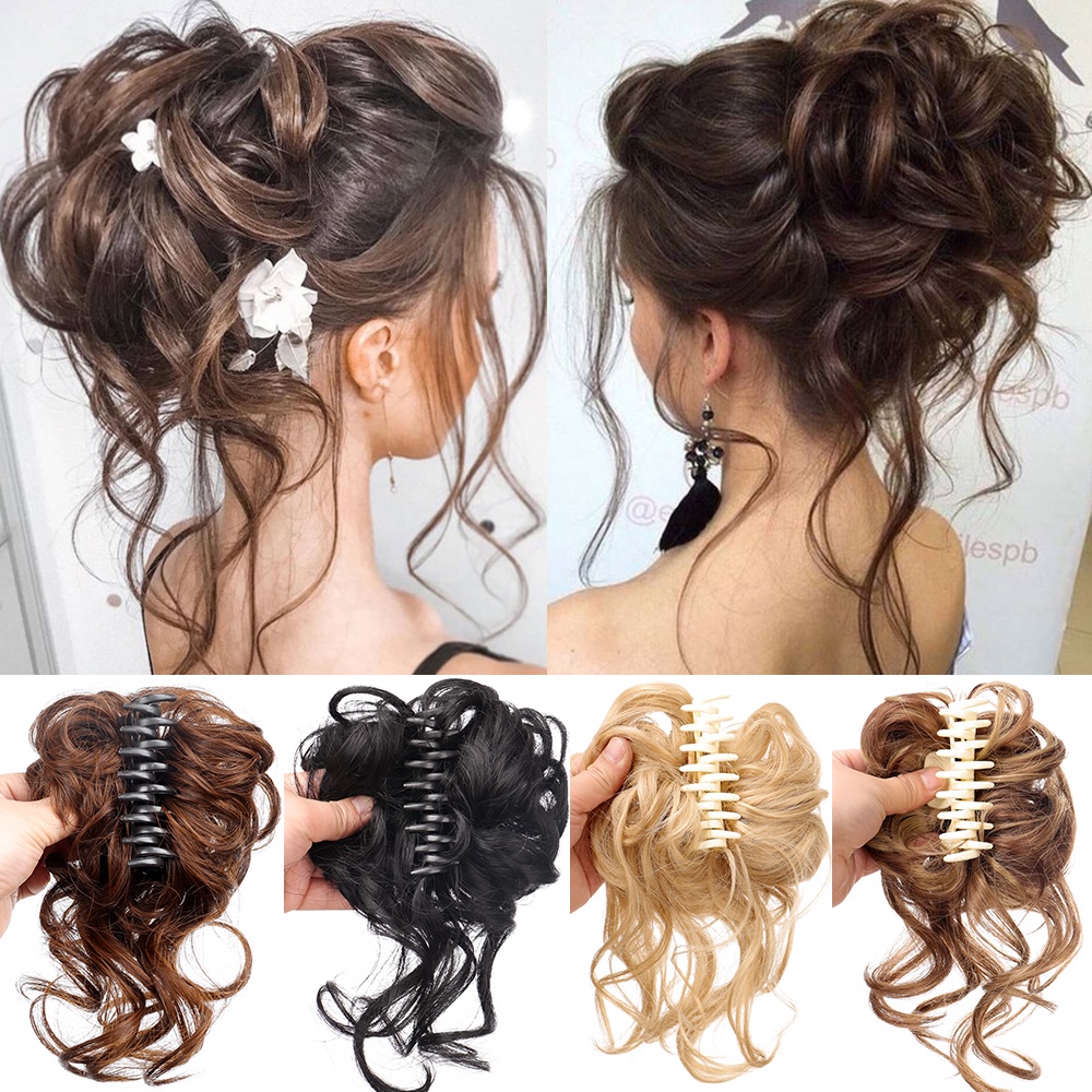 กิ๊บติดผมสังเคราะห์ วิกผมหยิกยุ่ง สําหรับผู้หญิง ต่อผม มงกุฎ Chignon สําหรับผู้หญิง ผมปลอม – โปรปัง