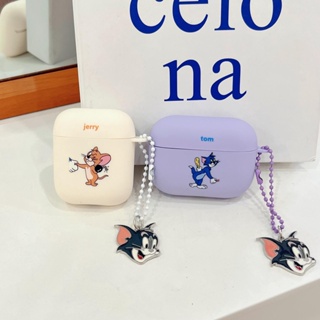 เคสหูฟังบลูทูธไร้สาย ซิลิโคนนิ่ม Tpu กันกระแทก ลาย Tom and Jerry น่ารัก สําหรับ Airpods 1 2 3 2021 Pro2 2022