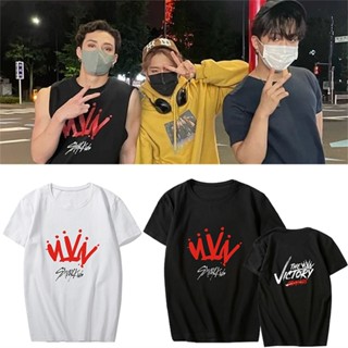 StrayKids เสื้อยืด SKZ VICTORY แฟชั่น T เสื้อสบายๆสไตล์ TeesS-5XL