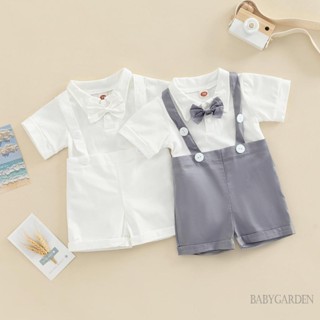 Babygarden- ชุดรอมเปอร์ แขนสั้น + กางเกงขาสั้น ประดับโบว์ สไตล์สุภาพบุรุษ สําหรับเด็กผู้ชาย