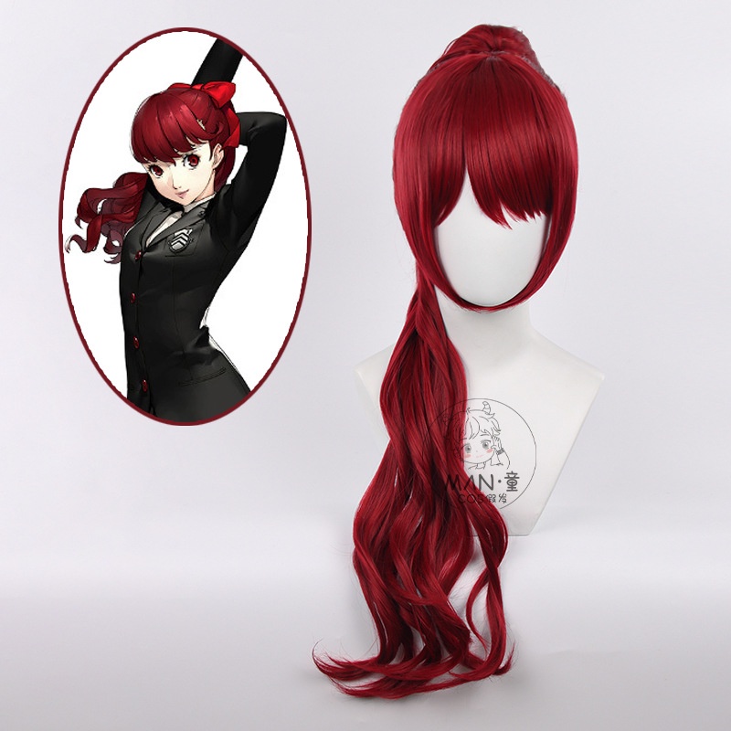Jecarden Game Persona 5 Yoshizawa Kasumi วิกผมคอสเพลย์ สีแดง ทนความร้อน สําหรับผู้หญิง