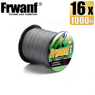 Frwanf สายเอ็นตกปลา แบบถัก PE X16 20-500LB 1000 ม. 16 เส้น สีเทา