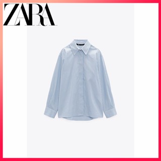 Zara ใหม่ เสื้อเชิ้ต ลายทาง สําหรับผู้หญิง