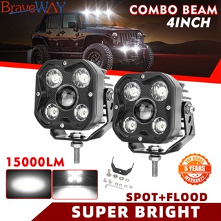 MGLLIGHT แถบไฟหน้า LED 6500K 4 นิ้ว 120W 15000LM สว่างมาก สีขาว สําหรับมอเตอร์รถยนต์ 4WD UTV ATV SUV