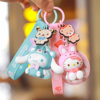 SANRIO พวงกุญแจ จี้ตุ๊กตาการ์ตูนอนิเมะ Melody Kuromi Cinnamoroll น่ารัก สําหรับรถยนต์