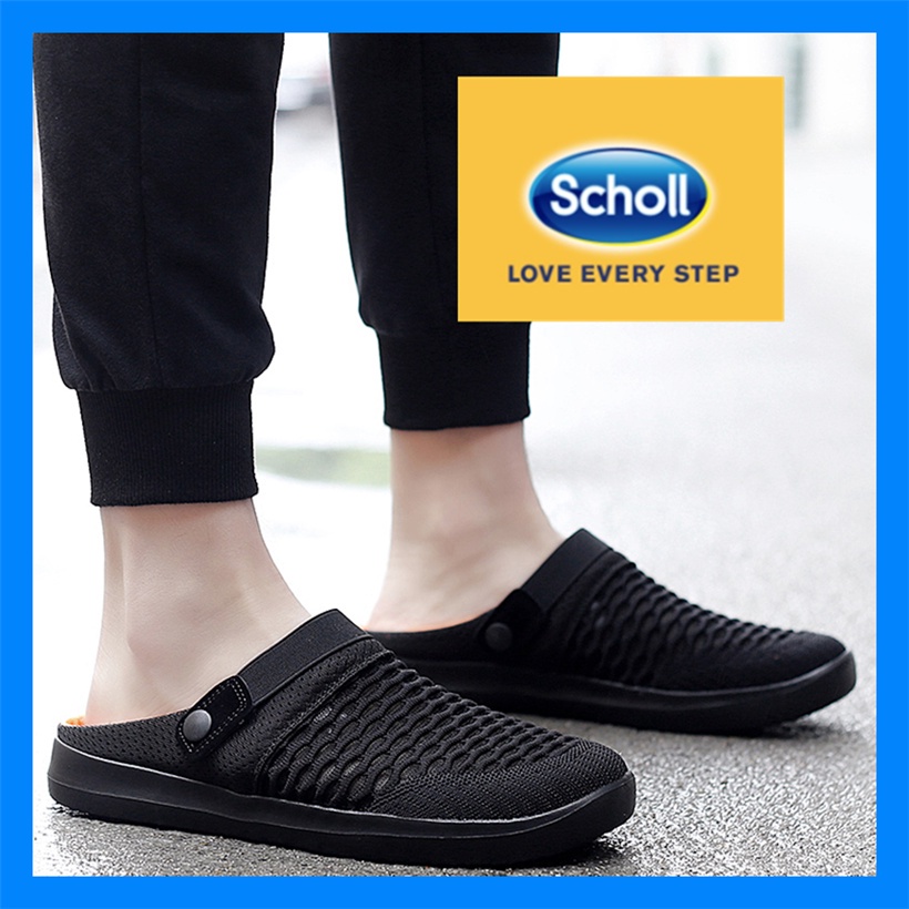 Scholl                             รองเท้ากีฬา Scholl ส้นแบน แบบสวม ขนาดใหญ่ สไตล์เกาหลี สําหรับผู้ชาย ไซซ์ EU 45 46 47 48