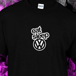 Qiuy5 [พร้อมส่ง] เสื้อยืดแขนสั้นลําลอง ผ้าฝ้าย 100% พิมพ์ลาย EAT SLEEP VW VOLKSWAGON พลัสไซซ์ สําหรับผู้ชาย ไซซ์ XS-6XL