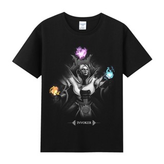 เสื้อยืดคอกลม แขนสั้น ผ้าฝ้ายแท้ พิมพ์ลาย dota2 Dota Merchandise Gaming ti6 Prayer Carl Summoner สําหรับผู้ชาย_04