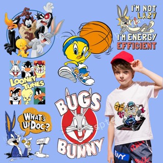 Looney แผ่นสติกเกอร์รีดร้อน ลายการ์ตูนกระต่าย DIY สําหรับตกแต่งเสื้อผ้า ของขวัญวันเกิด