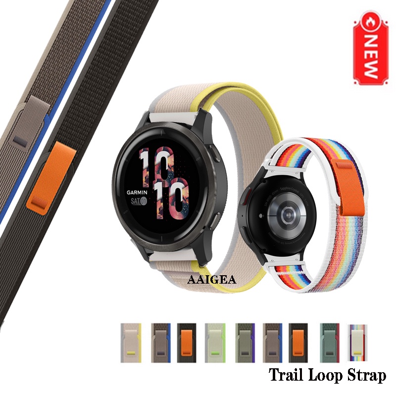22mm Trail Loop Band สายรัดไนลอนสําหรับ Garmin Vivoactive 4/ Venu2 Venu3 Venu4 45 มม./ผู้เบิกทาง 255 265