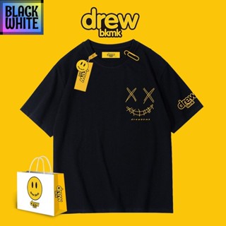 เสื้อยืดใหม่ เสื้อยืดแขนสั้นพิมพ์ลาย Drew Smiley Face ทรงหลวมแฟชั่นฤดูร้อน 2021 สําหรับผู้ชาย