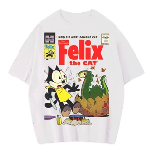 เสื้อยืด พิมพ์ลาย "Felix The cat World" ขนาดใหญ่ | เสื้อยืด สไตล์วินเทจ | อนิเมะ