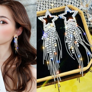 ต่างหูเข็มเงิน S925 ประดับเพทาย พลอยเทียม รูปดาวห้าแฉก หรูหร…