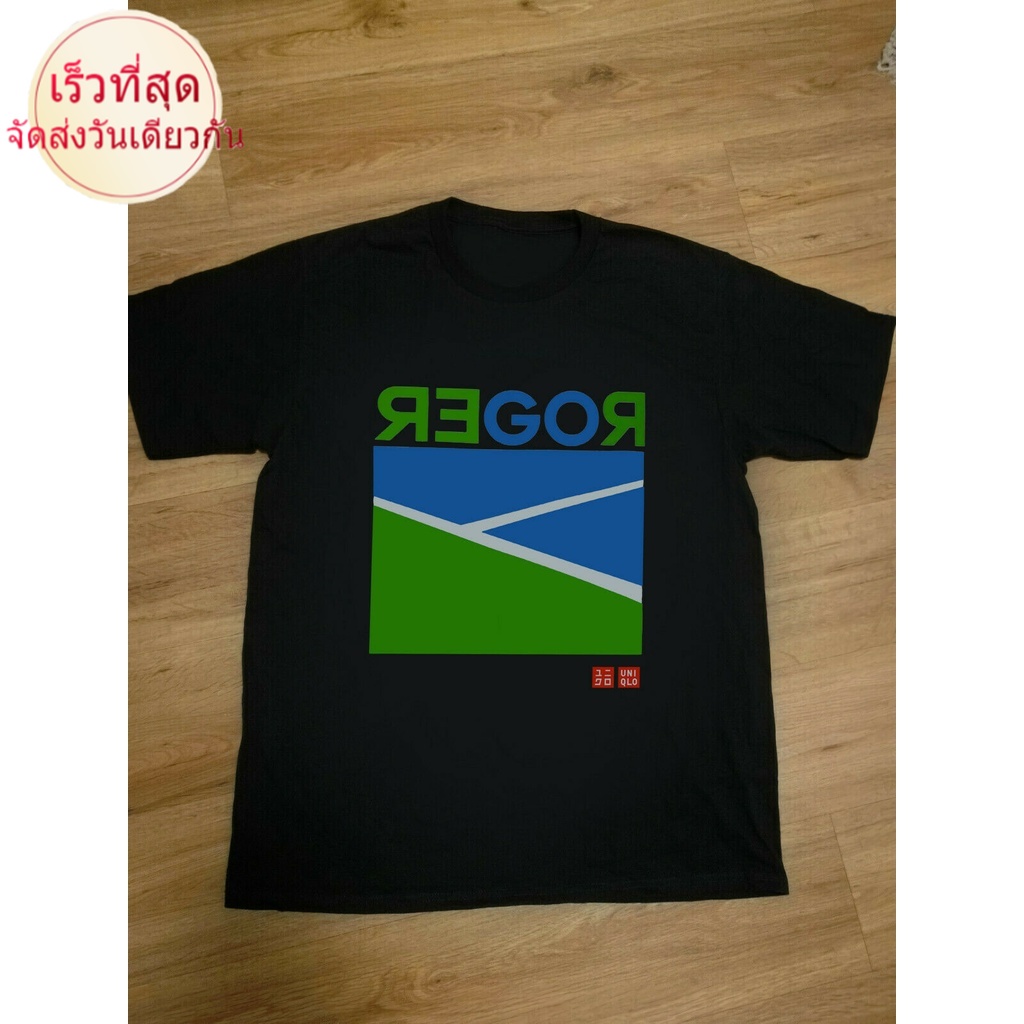 Wew23e23 เสื้อยืด ผ้าฝ้าย พิมพ์ลาย ROGER Federer GO ROGER สไตล์คลาสสิก สําหรับผู้ชาย 27105