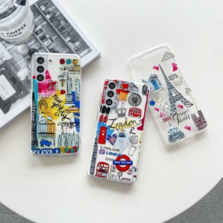 เคสโทรศัพท์มือถือ TPU นิ่ม กันกระแทก ลายนิวยอร์ก ลอนดอน สําหรับ Samsung Galaxy S23 Ultra S22 S21 S10 S20 Plus S23+ S21+ S20 S21 FE S21Ultra S22 Ultra Note 20 Ultra 5G