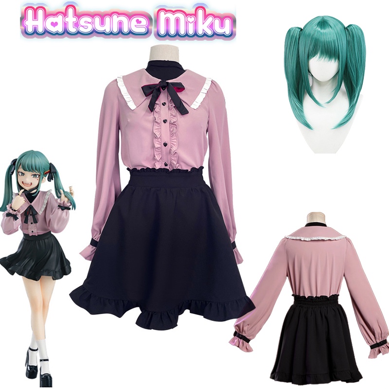 Anime Girl Hatsune Miku Vampire Cosplay Costume Dress Uniform Outfit Carnival Roleplay Costume