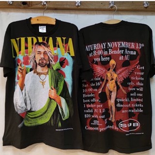 NIRVANA⚡️เสื้อยืดผ้าฟอก Unisex Cotton 💯 งานใหม่ ทำเก่า ผ้าฟอกเฟดนุ่ม ไร้ตะเข็บข้าง สกรีนจม หน้าหลัง ⚡️⚡️