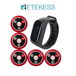 Retekess TD112 เครื่องรับสัญญาณนาฬิกาข้อมือไร้สาย พร้อมปุ่มกด สําหรับร้านอาหาร ห้องครัว โรงงาน