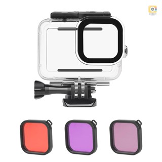 Action Camera Waterproof Case + Red Pink Purple Filter Set Replacement for   9   10 Diving Surfing Snorkeling