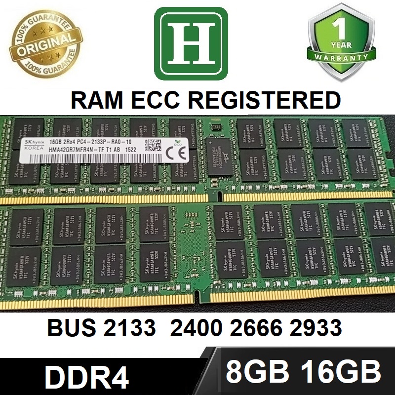 เซิร ์ ฟเวอร ์ DDR4 8GB Ram, 16GB ECC REG รถบัส 2933, 2660, 2400 หรือ 2133 ลบของแท ้ เครื ่ อง 1 ปี