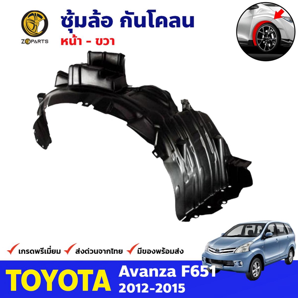 ซุ้มล้อ กันโคลน หน้าขวา Toyota Avanza F651 2012-15 อแวนซ่า พลาสติกกันโคลน กรุล้อ คุณภาพดี