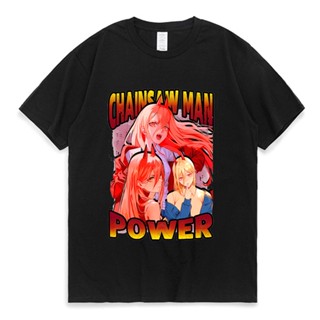 tshirt เสื้อยืดลําลอง แขนสั้น พิมพ์ลายการ์ตูนมังงะ Chainsaw Man Pochita Makima Denji สไตล์ญี่ปุ่น แนวสตรีท สําหรับผู้ชาย