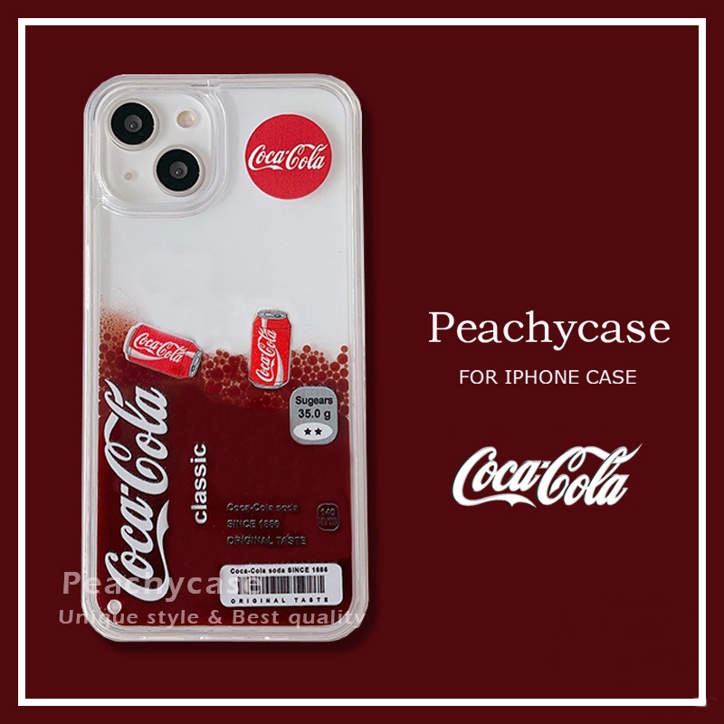 แฟชั่น Coca Cola Float Flow Liquid Quicksand เคสโทรศัพท์สําหรับ iPhone 16 Pro Max 11 12 13 14 15 Pro Max 15 14 16 Plus Creative กันกระแทกปลอกอะคริลิค Hard PC ป้องกันปกหลัง