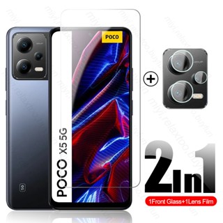 2in1 ฟิล์มกระจกนิรภัยกันรอยหน้าจอ แบบโค้ง เต็มจอ สําหรับ Xiaomi Poco X5 Pro X5Pro 5G 2023