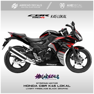 สติกเกอร์ติดตกแต่งรถจักรยานยนต์ สีดํา สําหรับ HONDA CBR K45 150R K45