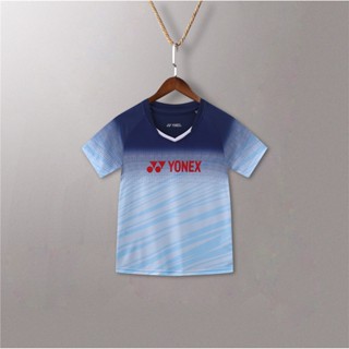 เสื้อผ้าเด็ก ฤดูร้อนใหม่ 3659 สีฟ้า แห้งเร็ว เสื้อผ้าแบดมินตัน เสื้อยืดคอกลม (เฉพาะเสื้อ)