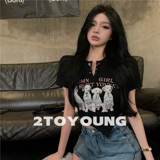 2TOYOUNG เสื้อครอป เสื้อผู้หญิงแฟชั่น sexy crop FB2102