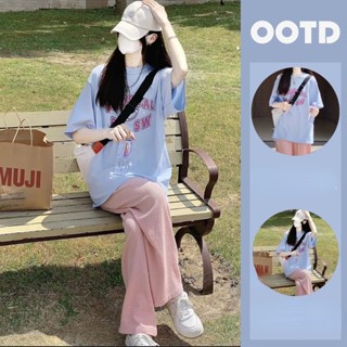 เสื้อยืดแขนสั้นรุ่นเกาหลีหลวม slacks แฟชั่นชุดสองชิ้น