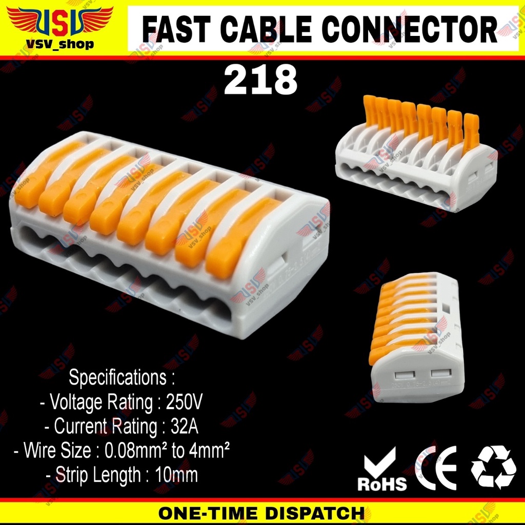 การเชื่อมต่อสายไฟ wago Connector Terminal 8 pin Cable Connector