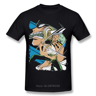 [S-5XL] เสื้อยืด ผ้าฝ้าย พิมพ์ลายการ์ตูนโจรสลัด Hunter Roronoa Zoro สไตล์ฮิปฮอป เหมาะกับฤดูร้อน สําหรับผู้ชาย