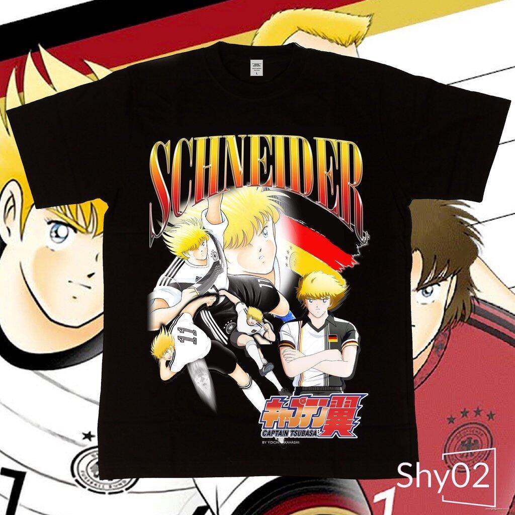 พร้อมส่ง  Shy-เสื้อยืดผช เสื้อยืด พิมพ์ลายการ์ตูน Karl Heinz Schneider Germany Captain Tsubasa World Cup Homage Se_04