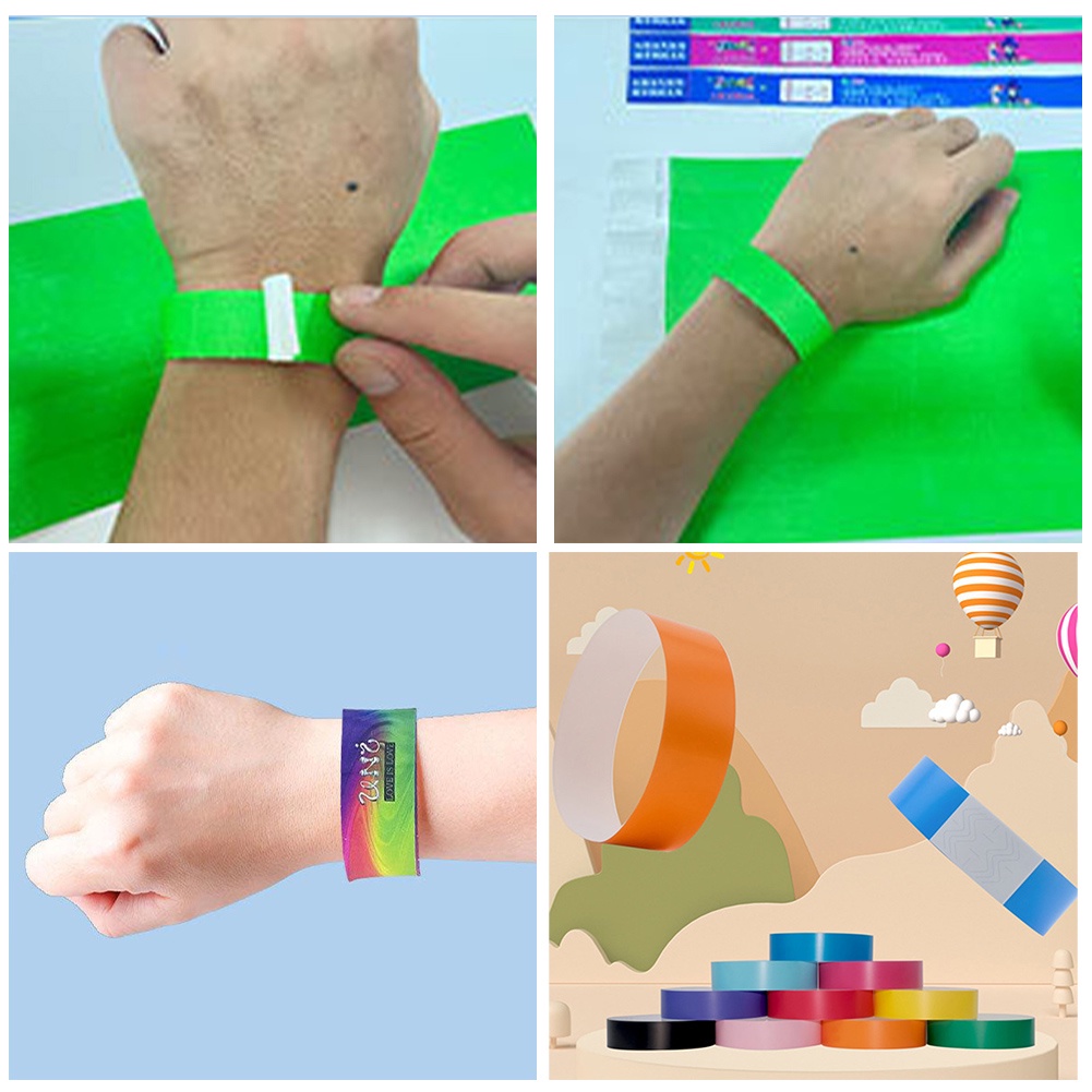 【สามารถส่งจากคลังสินค้าที่ไทยได้】100 ชิ้น กลางแจ้ง กระดาษ สร้อยข้อมือ สายรัดข้อมือ พลาสติก กาว กันน้ํา กลางแจ้ง