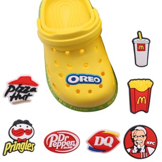 จี้รูปแฮมเบอร์เกอร์น่ารัก อาหาร Croc Charm Youtube Sprite Jibbits Pin Fanta Shoe Charms Milktea Jibitz Crocks สําหรับเด็ก ตกแต่งรองเท้า