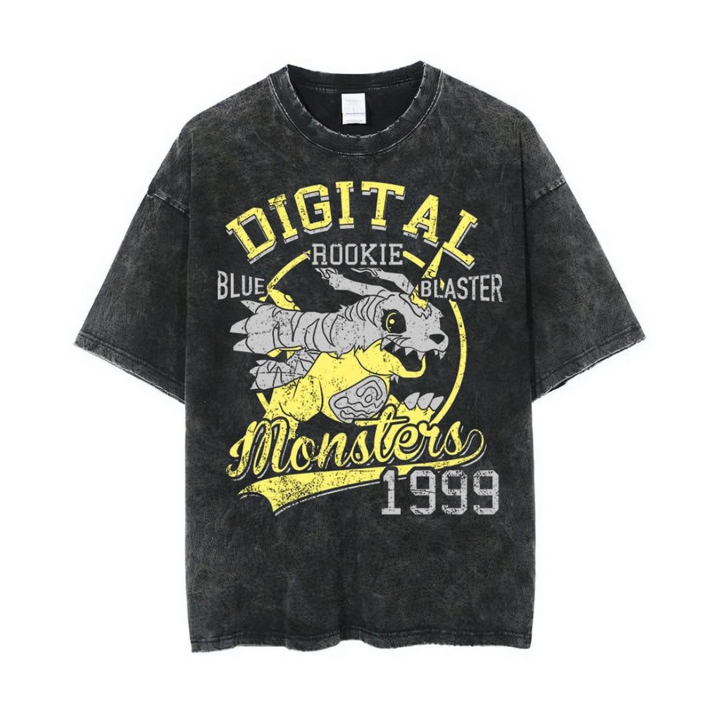 Oversized Digital Monsters T-Shirt | Black Requiem | Stone Wash | T-shirt | Digimon Shirt | Oversize