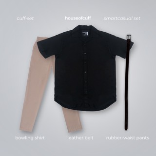 Smartcasual Set 26: เสื้อโบว์ลิ่ง, กางเกงทางการ ยาง, เข็มขัด