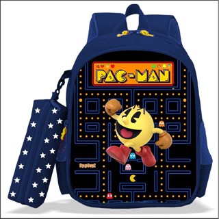 กระเป๋าเป้สะพายหลัง กระเป๋านักเรียน พิมพ์ลาย PAC-MAN คุณภาพดี สําหรับเด็กอนุบาล