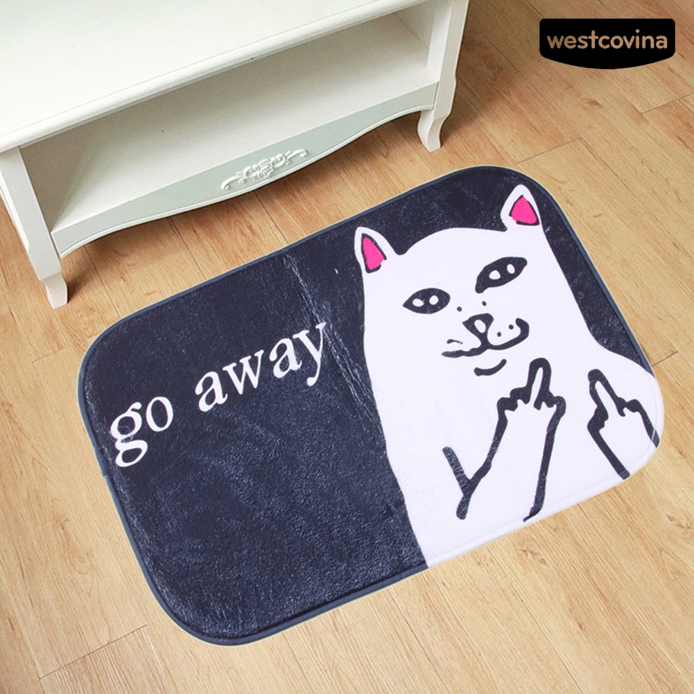 [COD] พรมเช็ดเท้า ผ้ากํามะหยี่ ลายตลก Go Away กันลื่น ขนาด 40x60 ซม. สําหรับห้องน้ํา