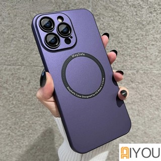 เคสโทรศัพท์มือถือ PC แข็ง แบบบางพิเศษ ผิวด้าน แม่เหล็ก 0.8 มม. สําหรับ iPhone 11 12 13 14 Pro Max Xs Max XR 14 Plus 12 Pro Max